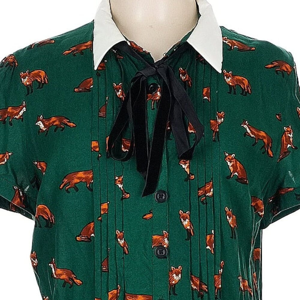 NWOT Hell Bunny Fox Dress in Green. - Picture 3 of 5